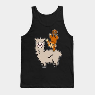 Funny Monkey Riding on Llama Cute Monkeying Around Tank Top